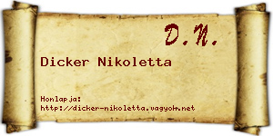 Dicker Nikoletta névjegykártya
